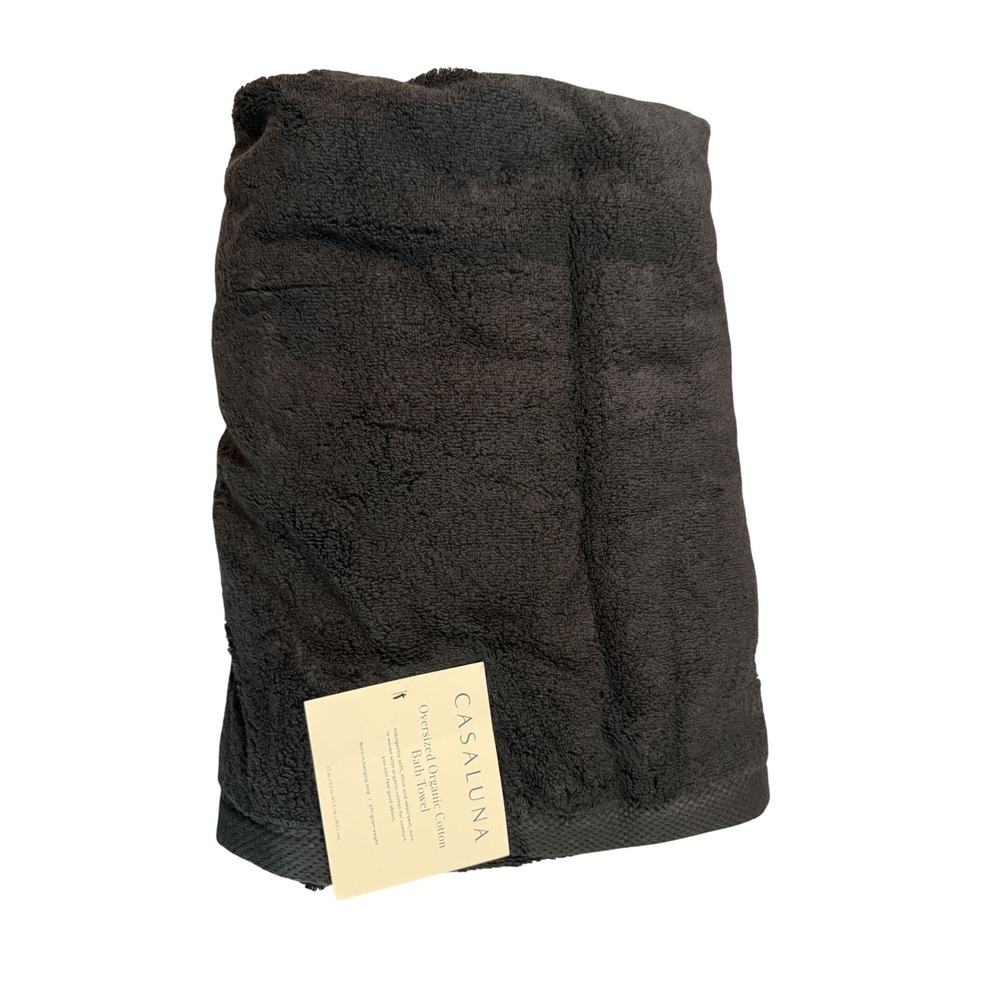 NWT Casaluna black oversized organic cotton bath towel 33" x 65"